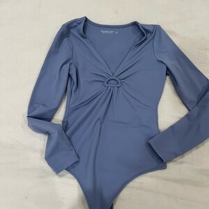 Abercrombie & Fitch Long Sleeve Bodysuit in Slate Blue